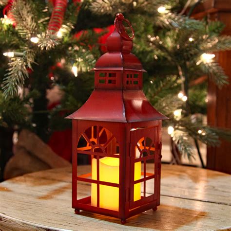 red christmas lanterns with candle